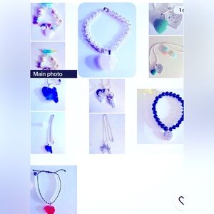 Lot 7 Pc Resell Hearts Misc.  Semiprecious Stone, Glass  Necklaces Bracelet NWOT